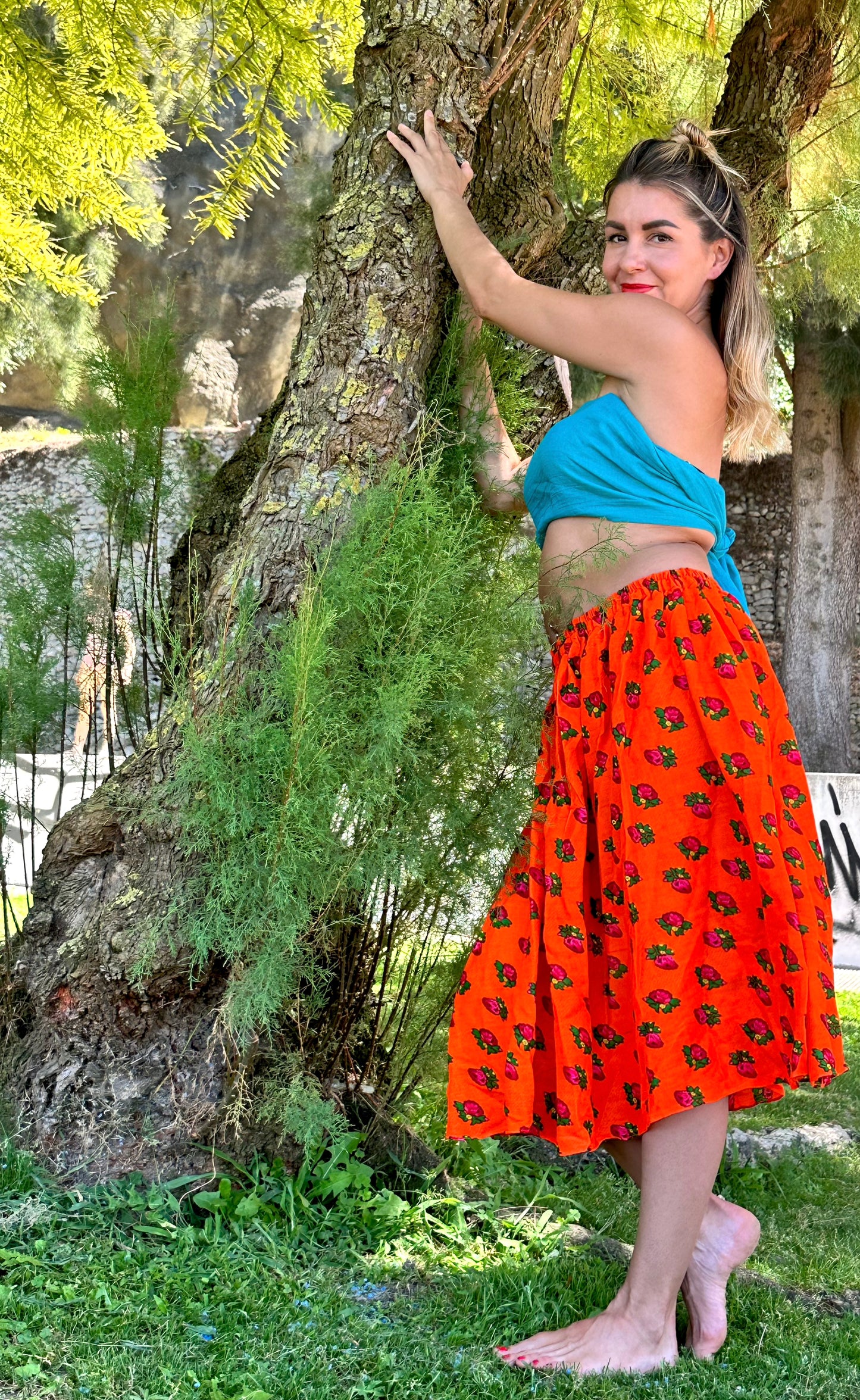 Short Summer Skirt Orange