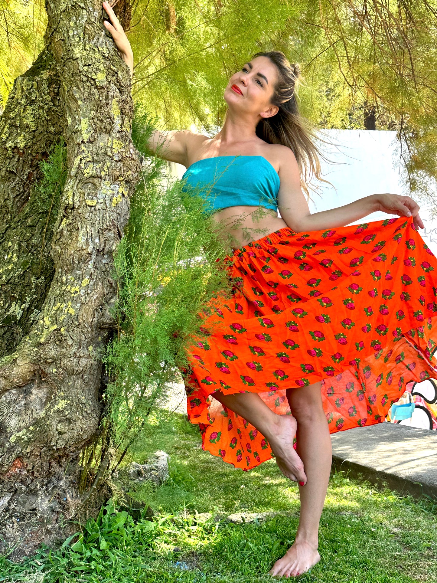 Short Summer Skirt Orange