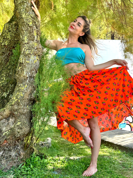 Short Summer Skirt Orange