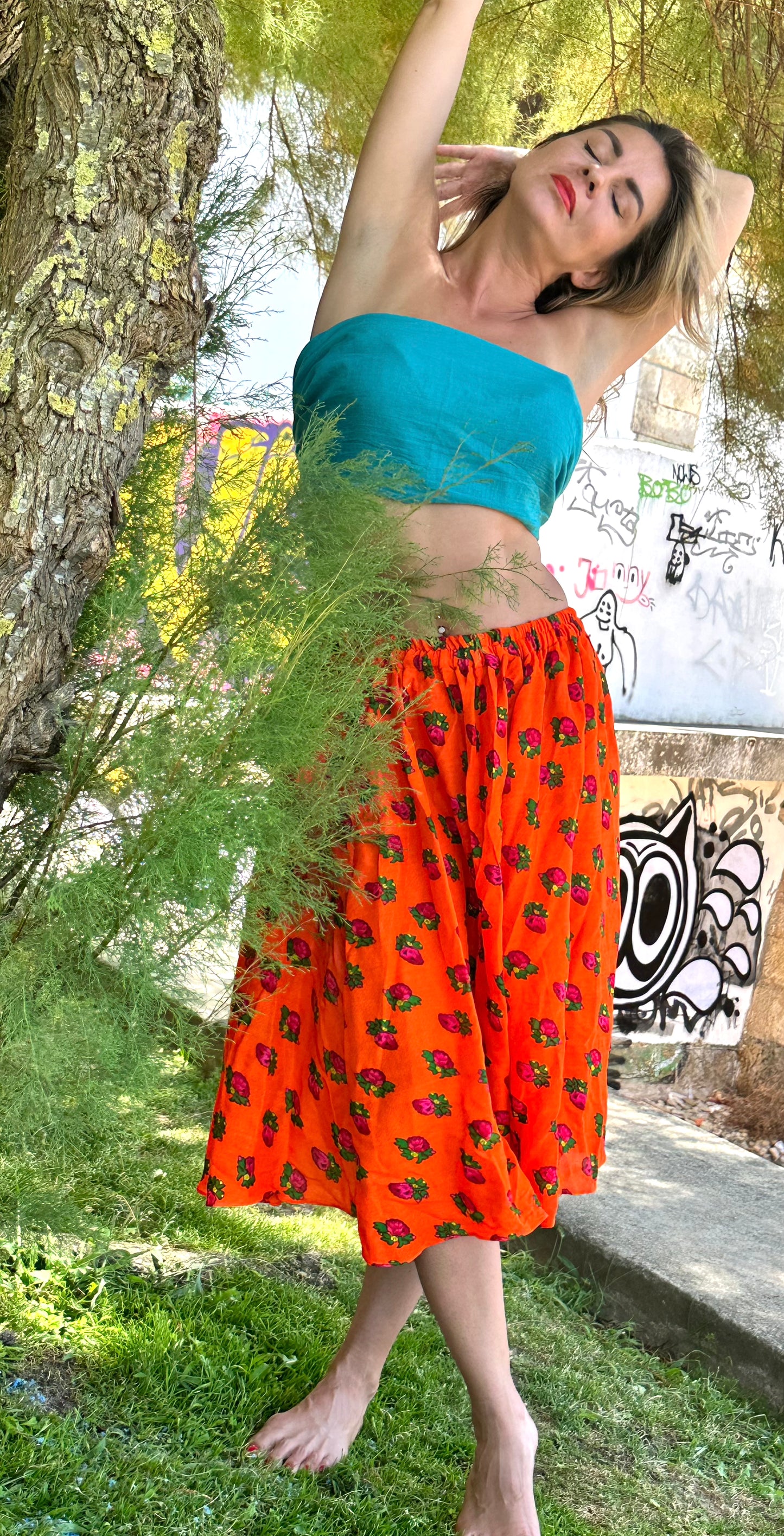 Short Summer Skirt Orange